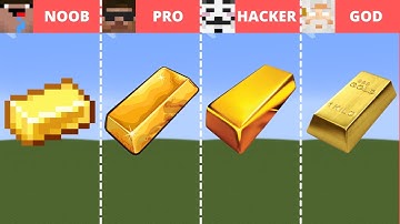 Pixel Art (NOOB vs PRO vs HACKER vs GOD) Gold Ingot in Minecraft
