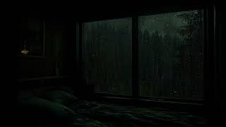 Soft Rain Sounds by a Riverside Garden Cabin 🌧 | Peaceful Dark Bedroom Ambience for Deep Sleep