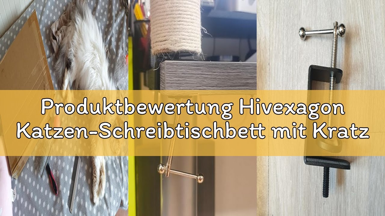 Produktbewertung Hivexagon Katzen-Schreibtischbett mit Kratzsäule und weicher Plüschpolsterung. Ermö