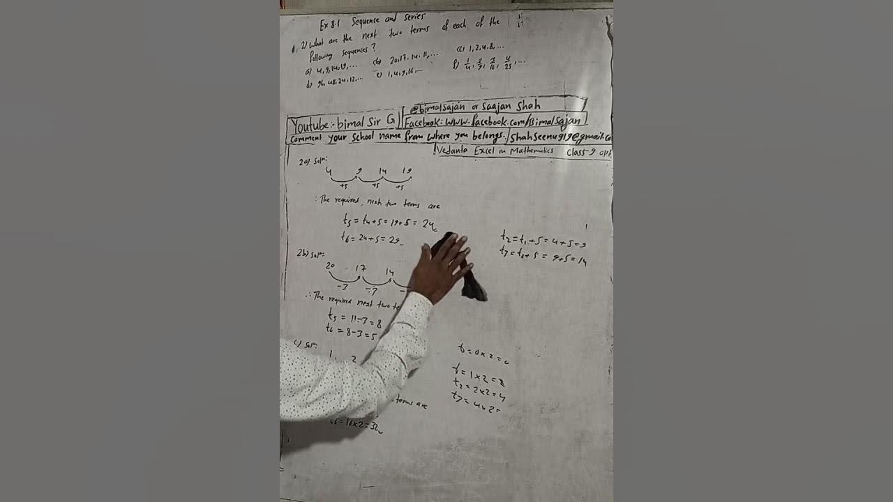 C maths class 9 ex 8 1 q2a to f sequence and series vedanta excel