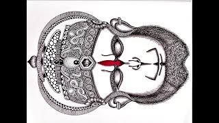 Lord Hanuman face drawing using mandala art| Bajrang Bali drawing for beginners | doddle pen art