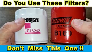 Fleetguard LF16242 Oil Filter Cut Open vs. Baldwin B160 Oil Filter Cut Open