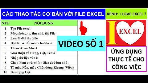 NHỮNG THAO TÁC CƠ BẢN VỚI FILE EXCEL - VIDEO SỐ 1 - ILOVEEXCEL!