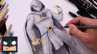 how to draw moon knight draw color tutorial step by step