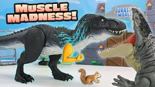 Muscle Madness! Jurassic World Survival Tyrannosaurus Rex vs Giga Dinosaur Chomp!