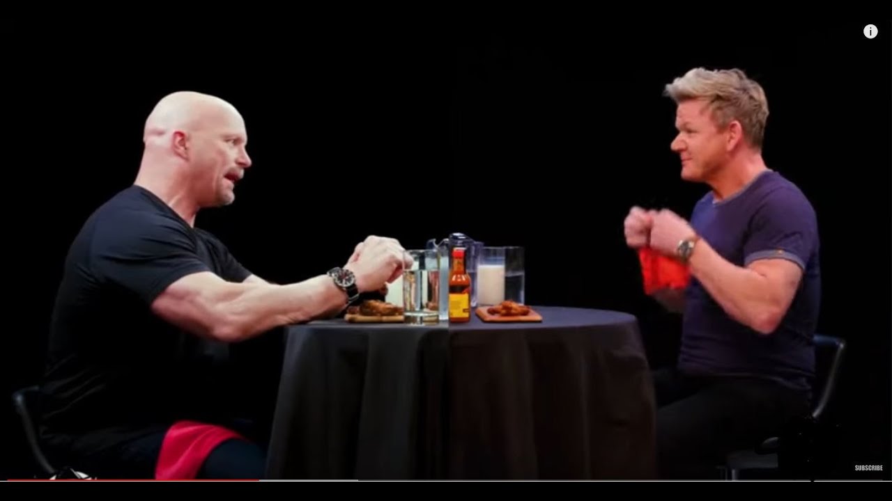 Stone Cold Steve Austin ROASTS Gordon Ramsay Over Spicy Hot Wings - YouTube