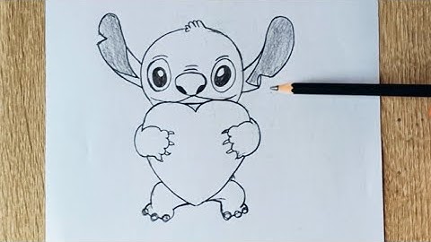 How To Draw Stitch Hugging the Heart
