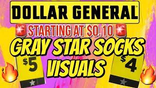 DOLLAR GENERAL $0.10 - $0.50 RIGHT NOW! GRAY STAR SOCKS VISUALS WITH UPC👀6 PACK OF SOCKS $0.50🤯
