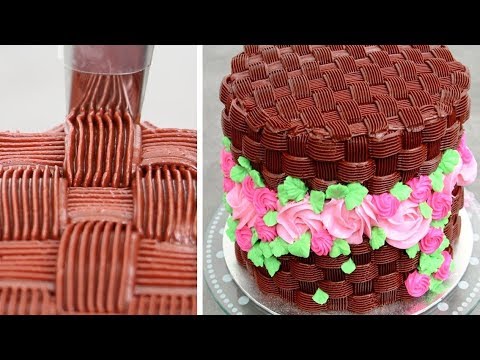 chocolate-basket-flower-cake-|-easy-diy-chocolate-dessert-decoration-tips