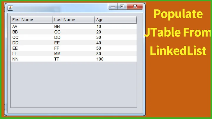 JAVA - How To Populate JTable From a Linkedlist In Java Netbeans [ With Source Code ]