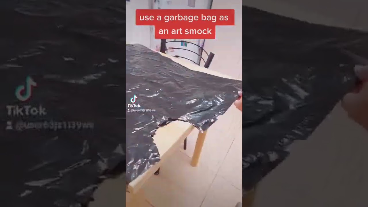 use garbage bag as an art smock