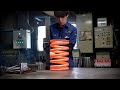 The process of making giant springs. spring factory in japan