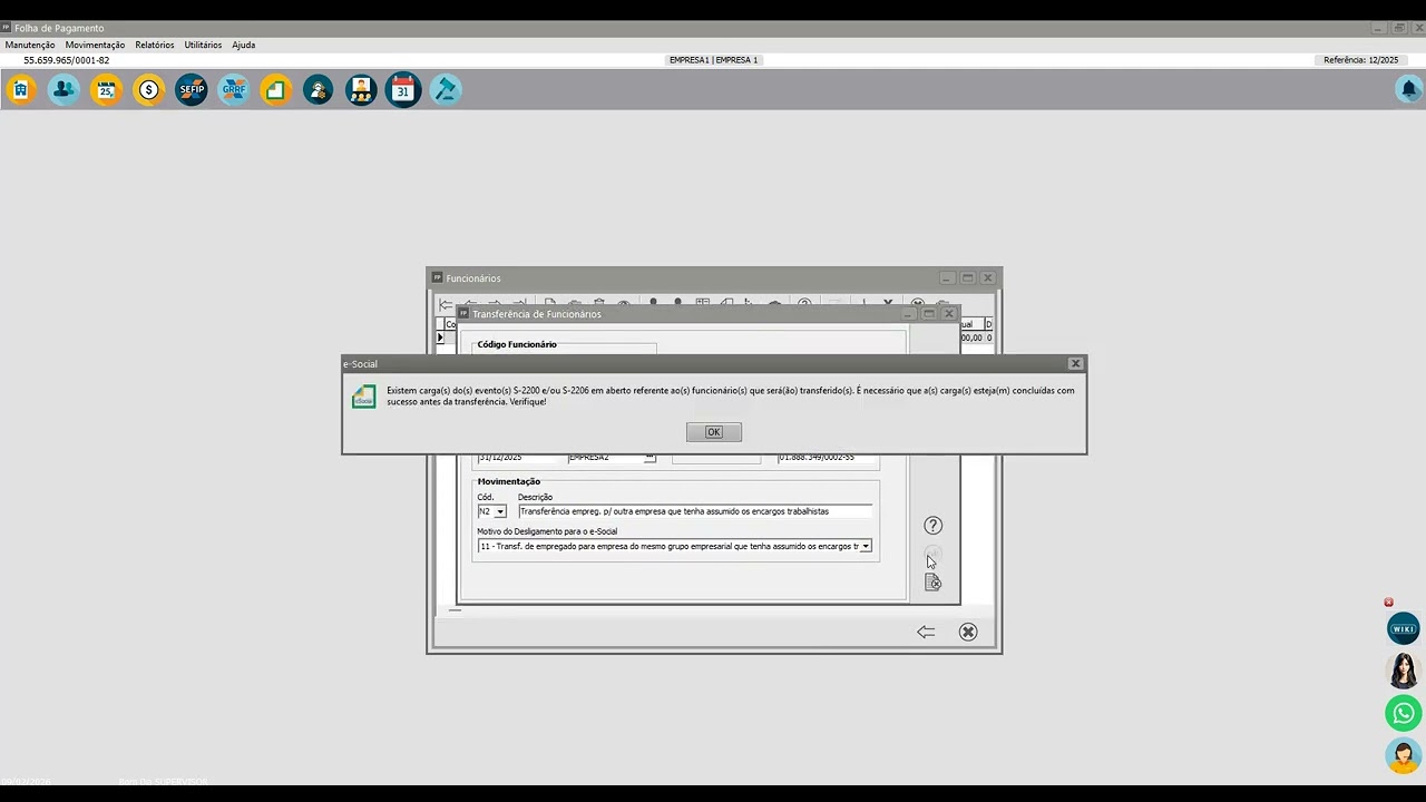 038   Transferência do Trabalhador para outra Empresa