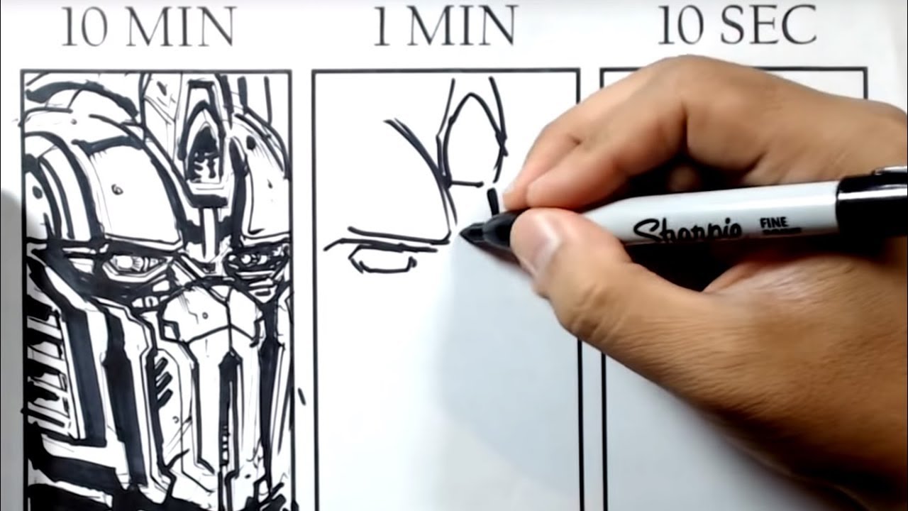 10 MINUTE, 1 MINUTE, 10 SECOND ART CHALLENGE - OPTIMUS PRIME! - YouTube