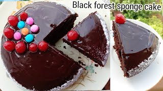Black forest sponge cake | Egg less | without oven | simple and tasty cake |cake recipe |sponge cake