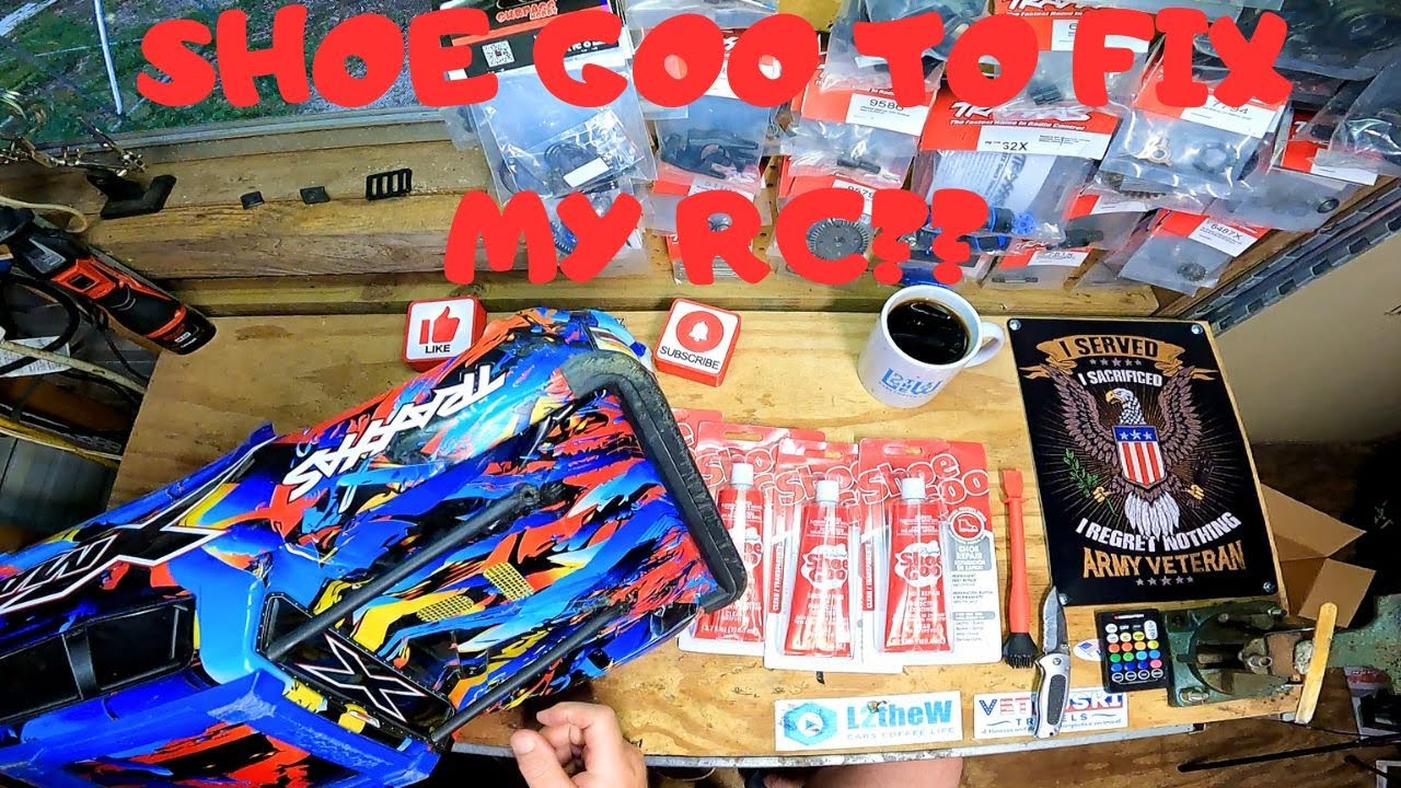 Saving My X Maxx Body With Shoe Goo And Drywall Tape I Got In Trouble