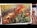 Wax Resist Watercolor Demo of Poppies