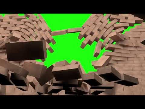 Green Screen exploding wall version 2, free footage for use in video ...