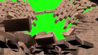 Green Screen exploding wall version 2, free footage for use in video editing software.