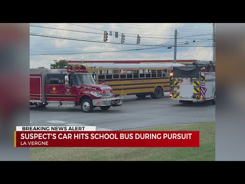 Police chase ends with suspect vehicle hitting Tennessee school bus