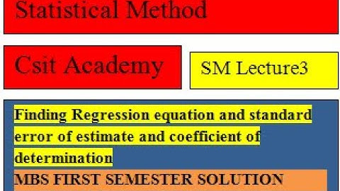Solving Regression Equation MBS-FIRST SEMESTER Old is gold solution