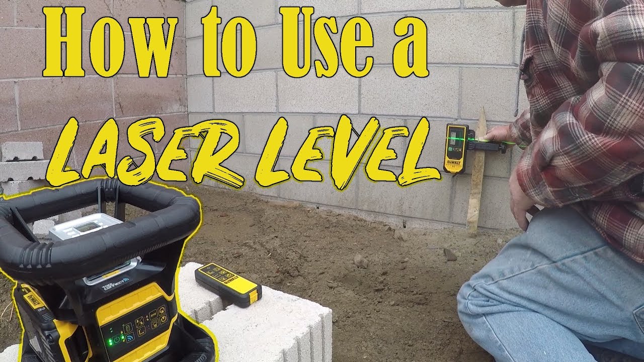 How To Use A Lazer Level How to use a Laser Level for concrete levels (New Dewalt Rotary laser level)  - YouTube