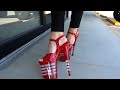 Review Walking Pleaser FLAMINGO 809LN Red 8 Inch High Heel Shoes With Line Platform Unbox By Catie