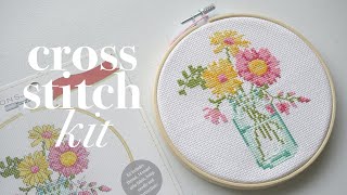 Easy cross stitch kit for beginners - Simplicity Dimensions cross stitch kit  Flowers Mason Jar 