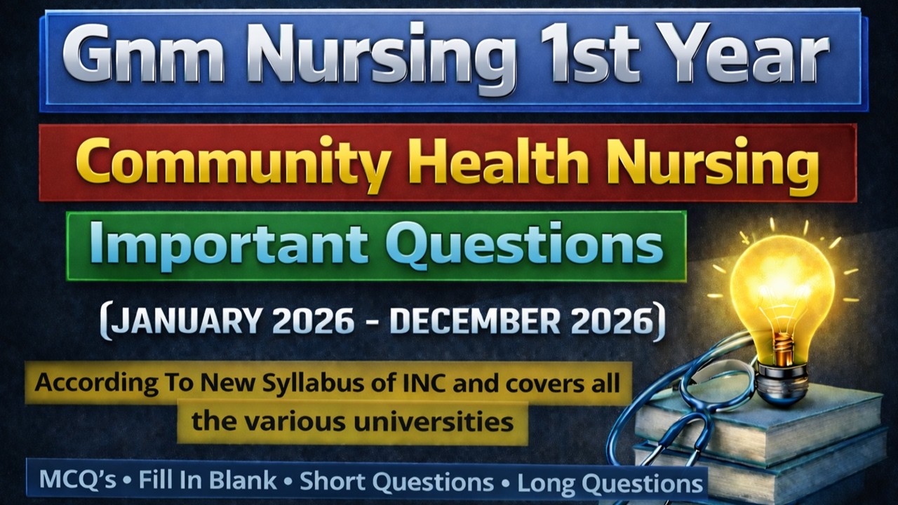 Gnm 1st Year Community Health Nursing Important Question 2026 || Community Health Nursing Exam Paper