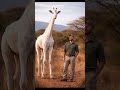 Rare White Giraffe With Man 😲 | Amazing AI Animal Video | Real Look #wildlife #animals #ai #shorts