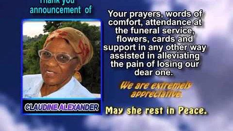 Claudine Alexander thank you