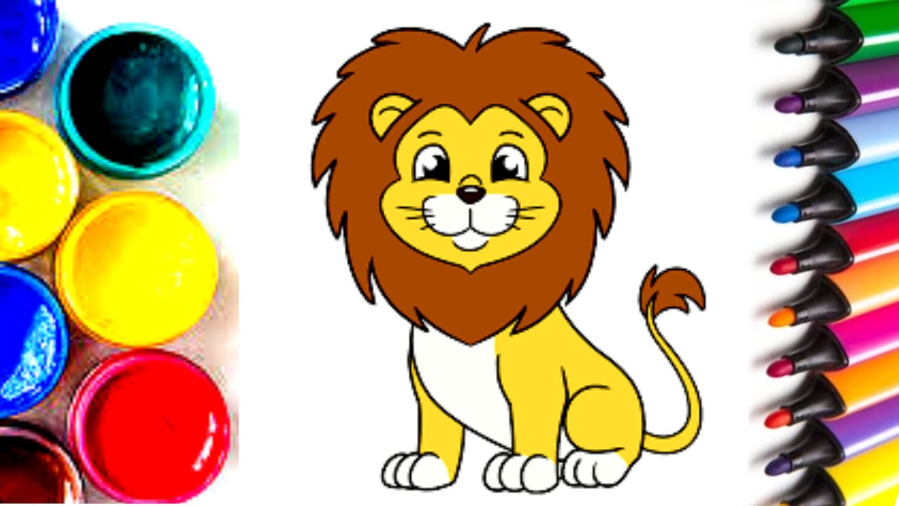 How to Draw a Lion Easy Step by Step Lion Drawing With Color Kids Color ...