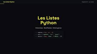 Les Listes Python — Toutes les fonctions expliquées pas à pas | Chapitre 04