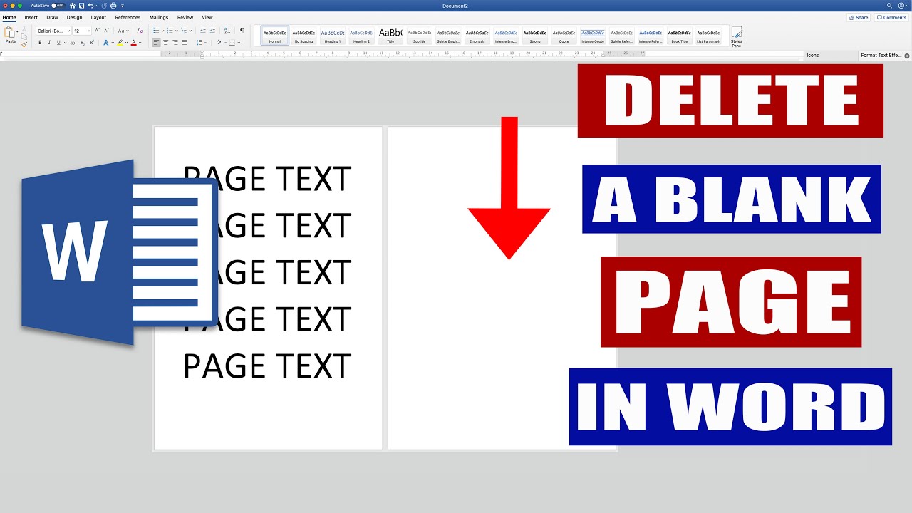 How to delete page in word