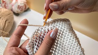 : It's so beautiful!  Amazing IDEA using a bath Mat and Knitting yarn! The best of waste