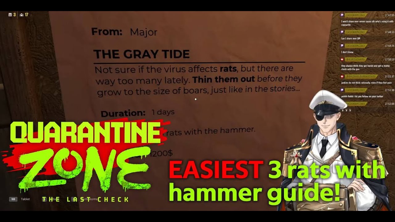 The Gray Tide - 3 rats with the hammer DONE EASY| Quarantine Zone Quest Guide