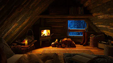 Fireplace 4k and Blizzard Sounds - Cozy Winter Shelter with Fireplace