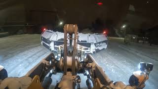 Plowing parking lot with a Volvo L110 wheel loader  Gjerstad U-Plow 6000