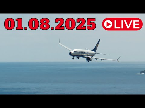 LIVE GUSTY WIND Action at Madeira Island Airport 01.08.2025