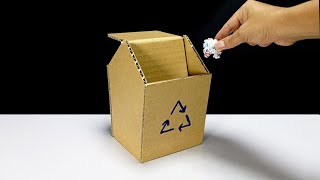 How To Make cute Trash bin From Cardboard | ทำถังขยะจากลังกระดาษ
