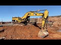 Caterpillar 365C Excavator Loading Mercedes &amp; MAN Trucks