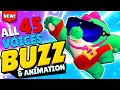 All 45 BUZZ Voice Lines & Animations | Brawl Stars #JurassicSplash Update