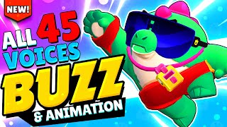 All 45 BUZZ Voice Lines & Animations | Brawl Stars #JurassicSplash Update