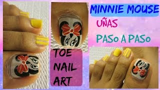 pies decoradas los toe nail minnie mouse