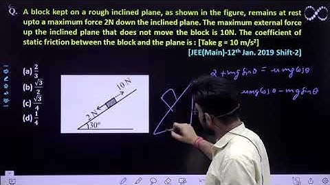 A block kept on a rough inclined plane: Block on Inclined Plane [JEE(Main)-12th Jan. 2019 Shift-2]
