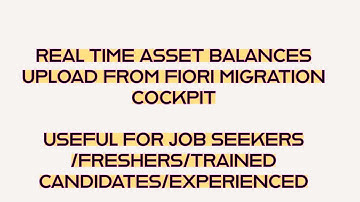 ASSET DATA MIGRATION BALANCES UPLAOD - MIGRATION COCKPIT