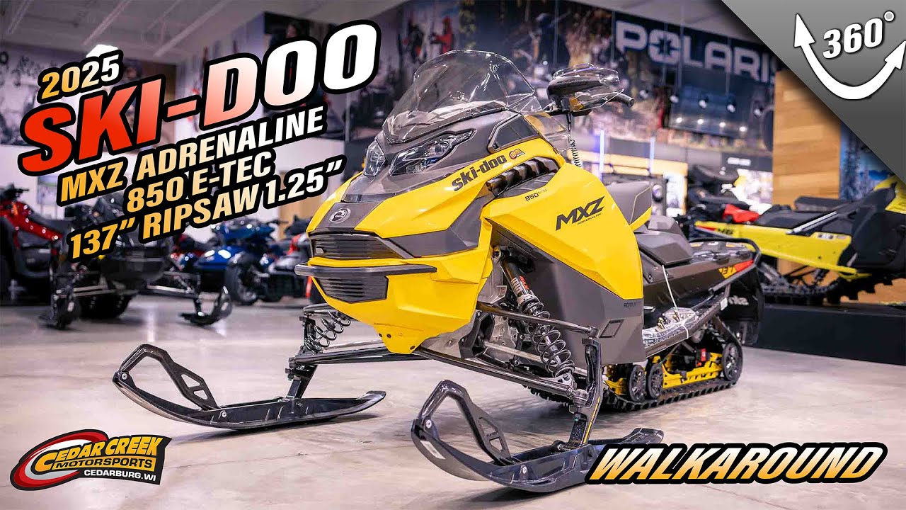 Walkaround | 2025 Ski-Doo MXZ® Adrenaline® 850 E-TEC 137 RipSaw 1.25 Yellow