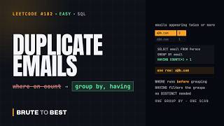 LeetCode #182: Duplicate Emails — HAVING, Not WHERE