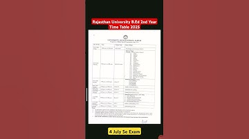B.Ed 2nd Year Exam Time Table 2025 | B.Ed Exam Date 2025 #ShortsVideo #BEd2ndYearExam2025 #RU