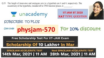 Hyperbola | Problem 1 |  IIT JAM BT 2020 solved | Qs. no. 53